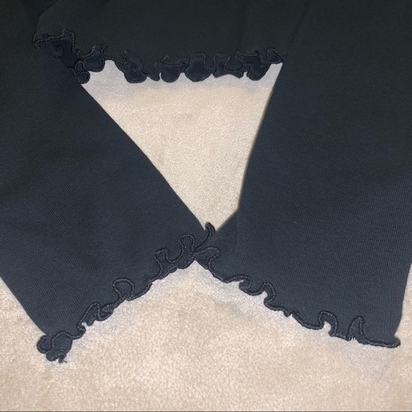 Wild Fable Black Long Sleeve Crop Top Lettuce Hem Medium - Picture 5 of 6